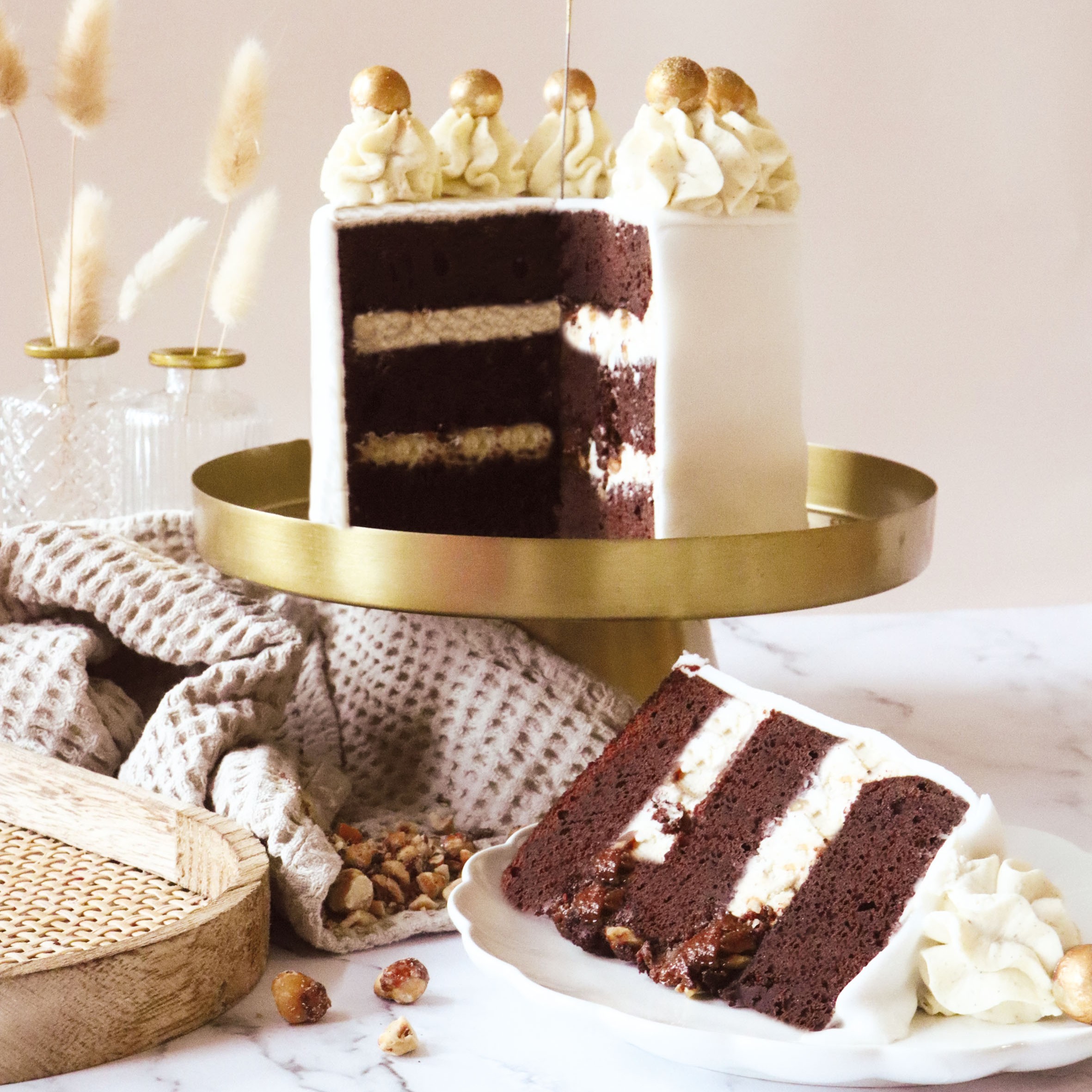 Layer cake chocolat et noisettes